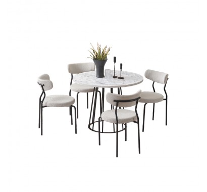 Σετ τραπεζαρίας Marmo Round Λευκό (5 τμχ)